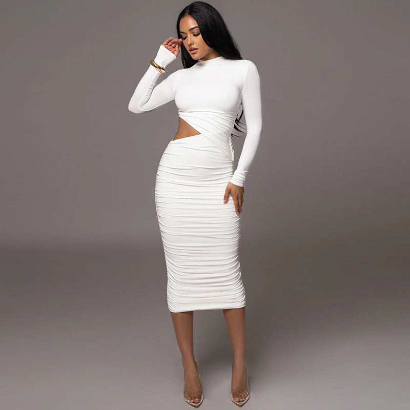 Women's Pleated Cut-Out Party Dress