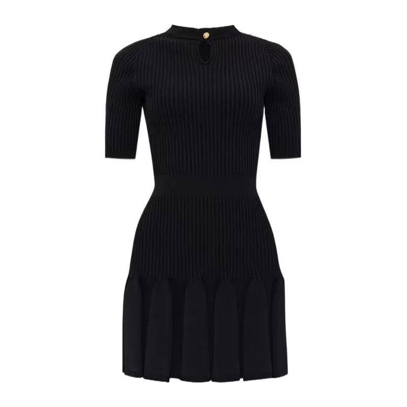 Retro Style Black Knitted Dress
