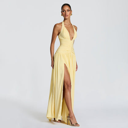 Womens Party Halter Neck Fishtail Dress
