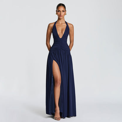 Womens Party Halter Neck Fishtail Dress