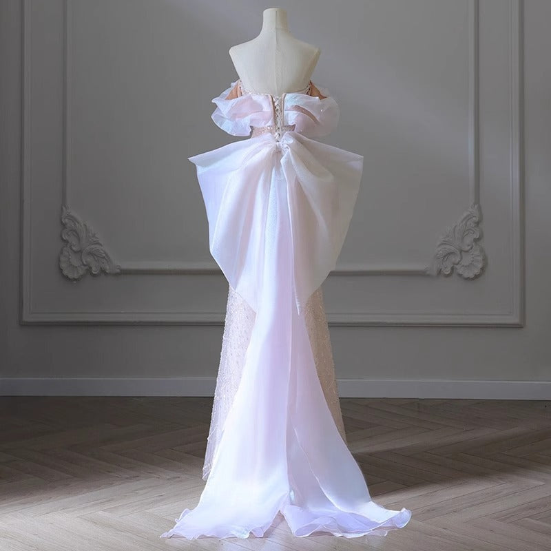 One-shoulder tailored wedding dress