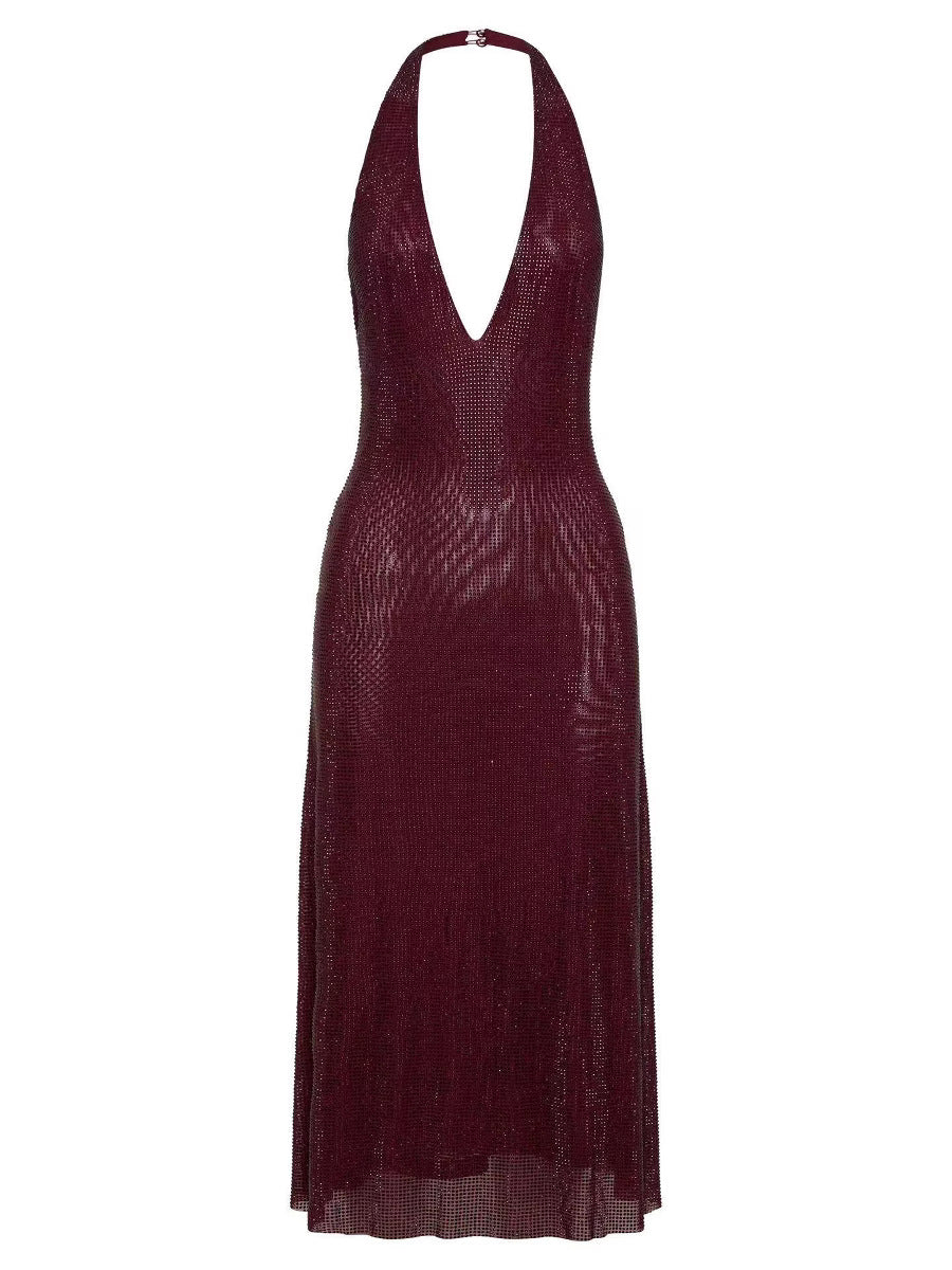 Sequin Deep V-Neck Party Dress