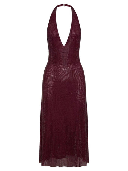Sequin Deep V-Neck Party Dress