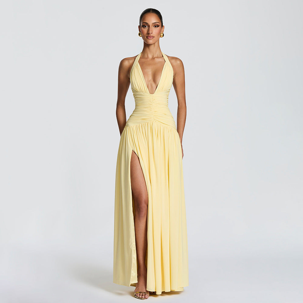 Womens Party Halter Neck Fishtail Dress