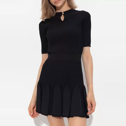 Retro Style Black Knitted Dress