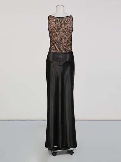 Elegant Black Wrap Long Dress