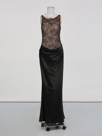 Elegant Black Wrap Long Dress
