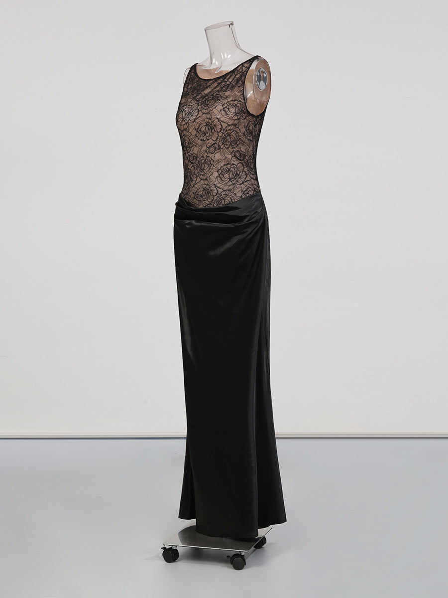Elegant Black Wrap Long Dress