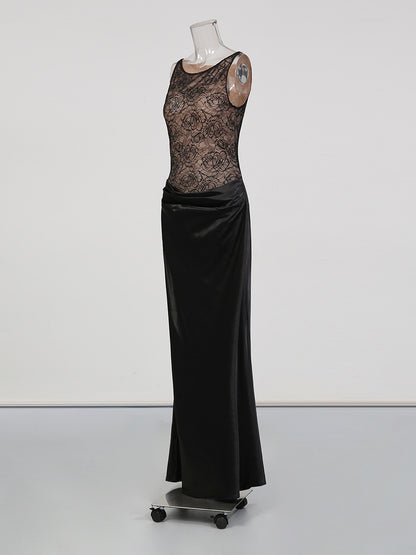Elegant Black Wrap Long Dress