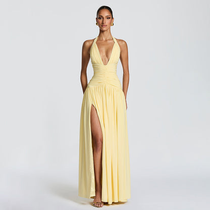 Womens Party Halter Neck Fishtail Dress