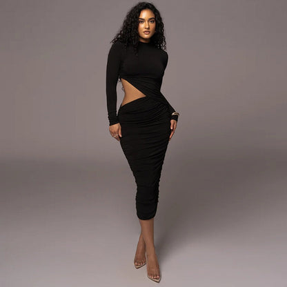 Women's Pleated Cut-Out Party Dress