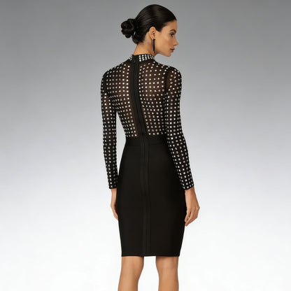 Black Rhinestone Bodycon Bandage Dress