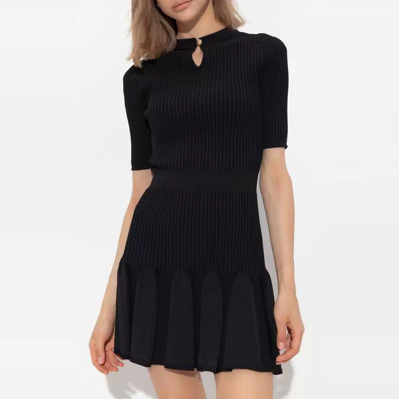 Retro Style Black Knitted Dress