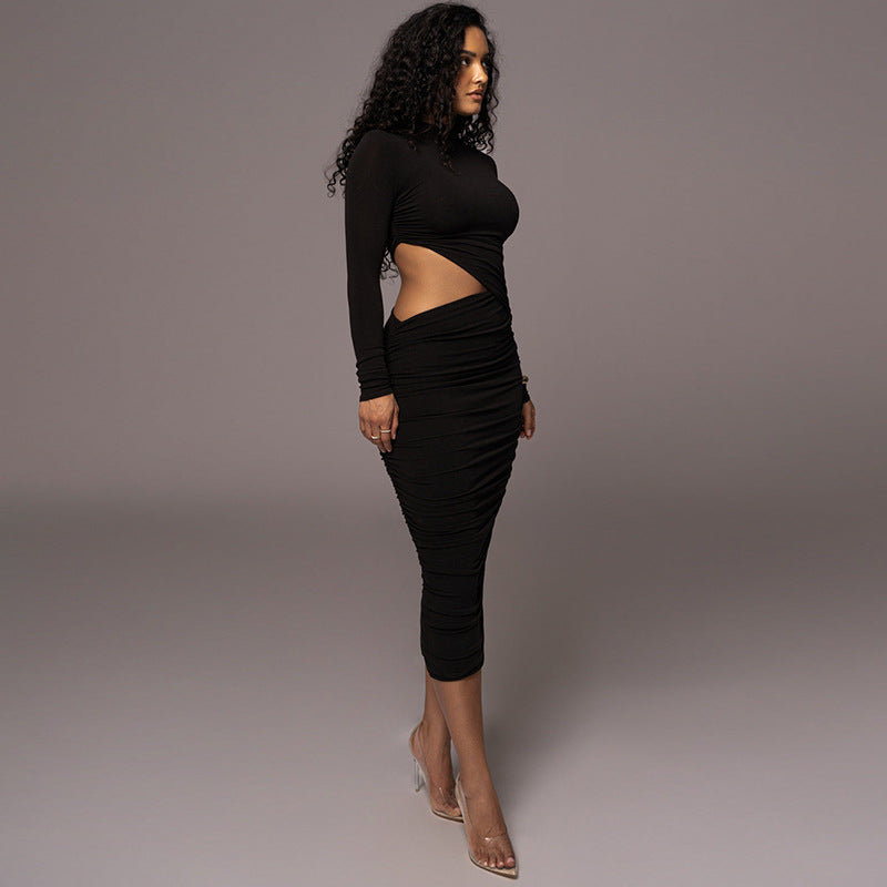 Women's Pleated Cut-Out Party Dress
