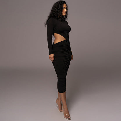 Women's Pleated Cut-Out Party Dress