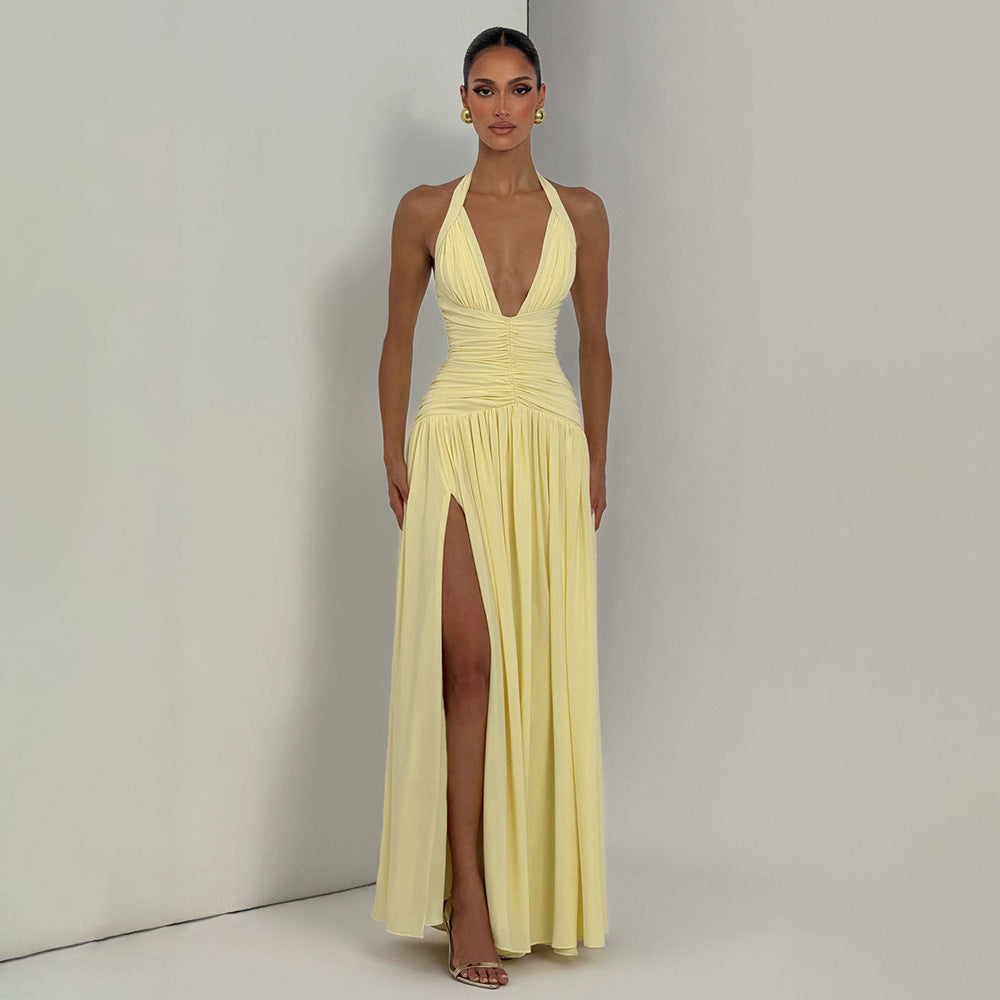 Womens Party Halter Neck Fishtail Dress
