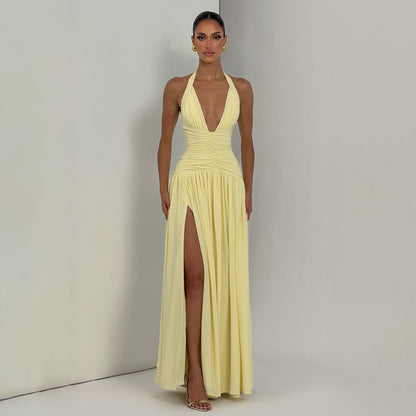 Womens Party Halter Neck Fishtail Dress