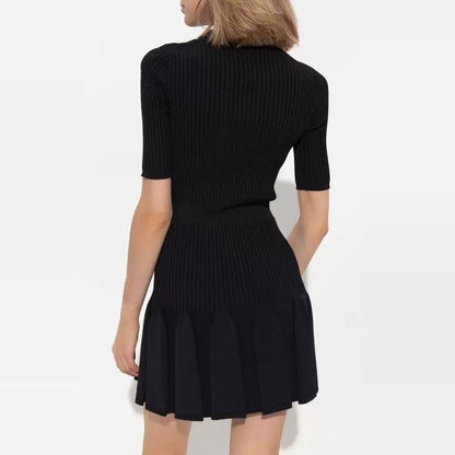 Retro Style Black Knitted Dress
