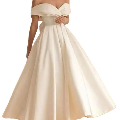 Off-Shoulder Wedding Dress with Bow