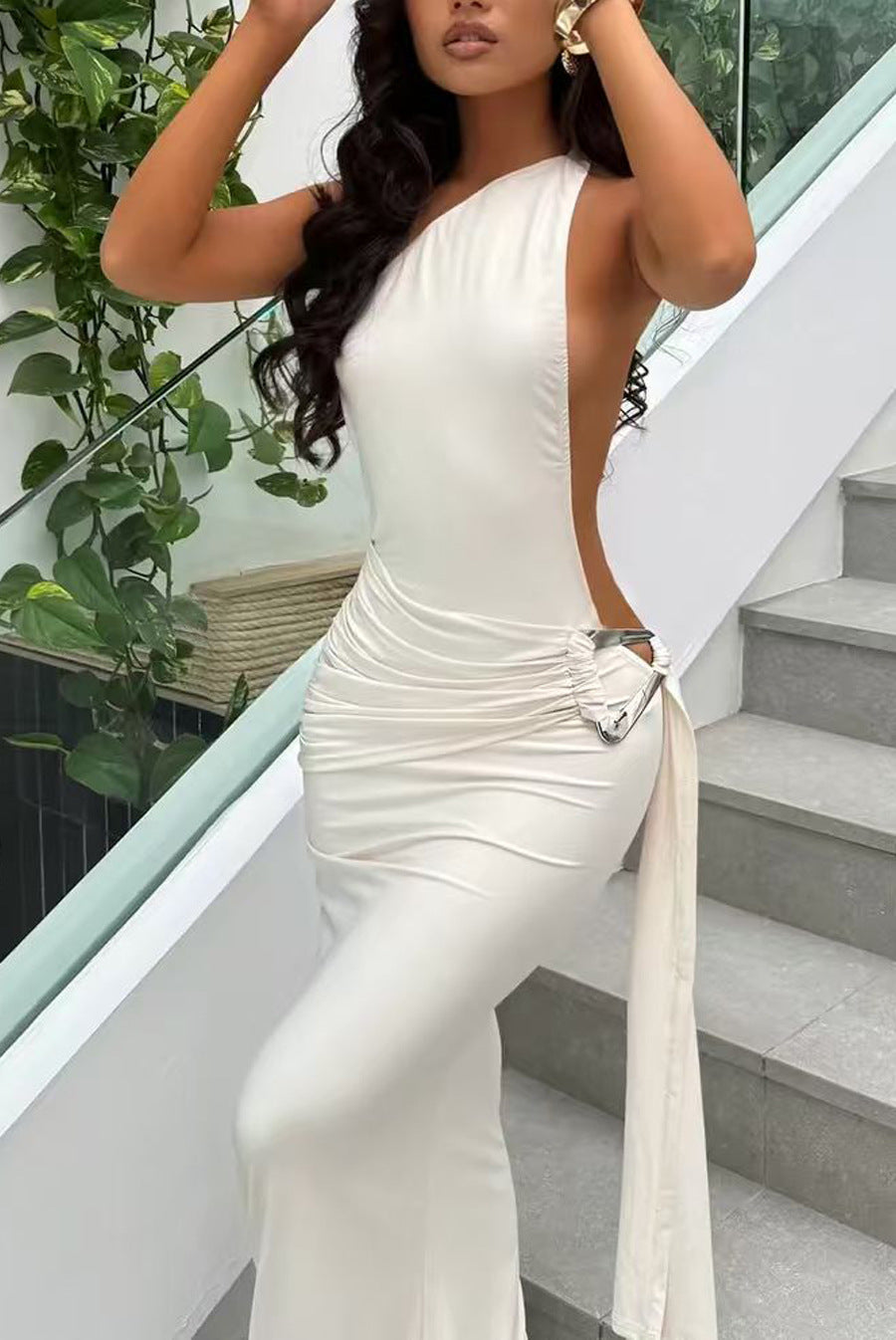 Sexy One-Shoulder Backless Dress