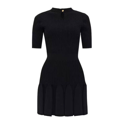 Retro Style Black Knitted Dress