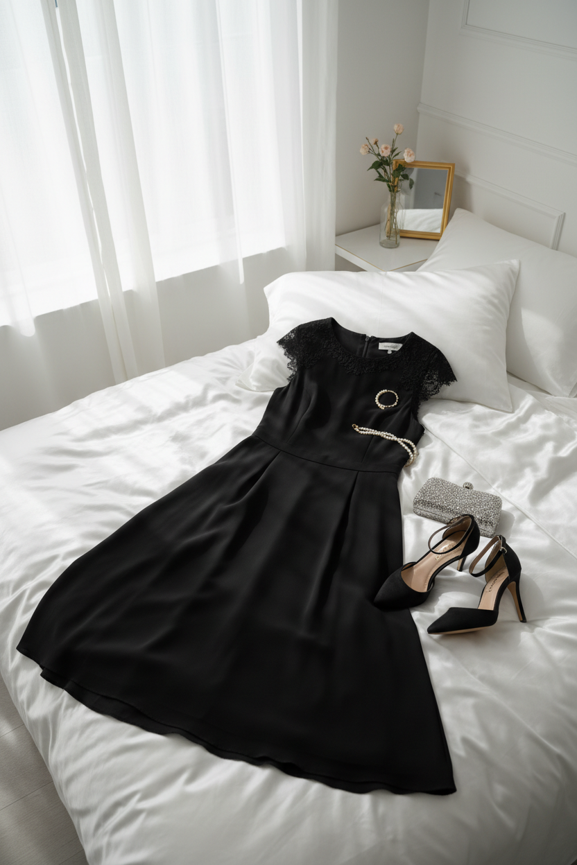 Little Black Dress Flat Lay
